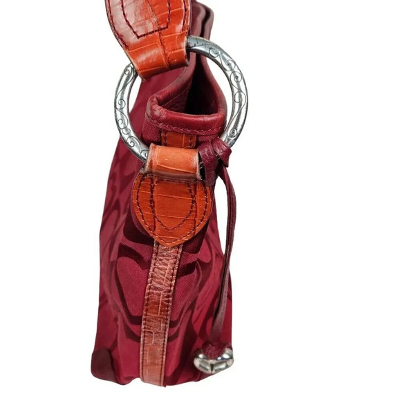 Brighton D962190 Red Canvas Heart Pattern Purse Handbag Shoulder Bag - Picture 7 of 9